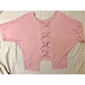 Pink Shirt with Back Bow Tie Detail
